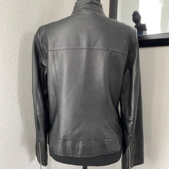 JOHN CARLISLE Black Leather Moto Jacket Coat Medium - Picture 4 of 14